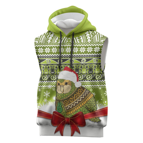 New Zealand Kakapo Christmas Sleeveless Hoodie Maori Inspired Knitted Patterns