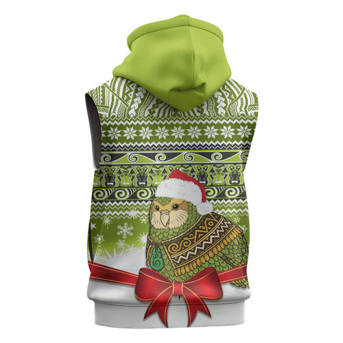 New Zealand Kakapo Christmas Sleeveless Hoodie Maori Inspired Knitted Patterns