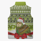 New Zealand Kakapo Christmas Sleeveless Puffer Jacket Maori Inspired Knitted Patterns