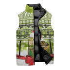 New Zealand Kakapo Christmas Sleeveless Puffer Jacket Maori Inspired Knitted Patterns