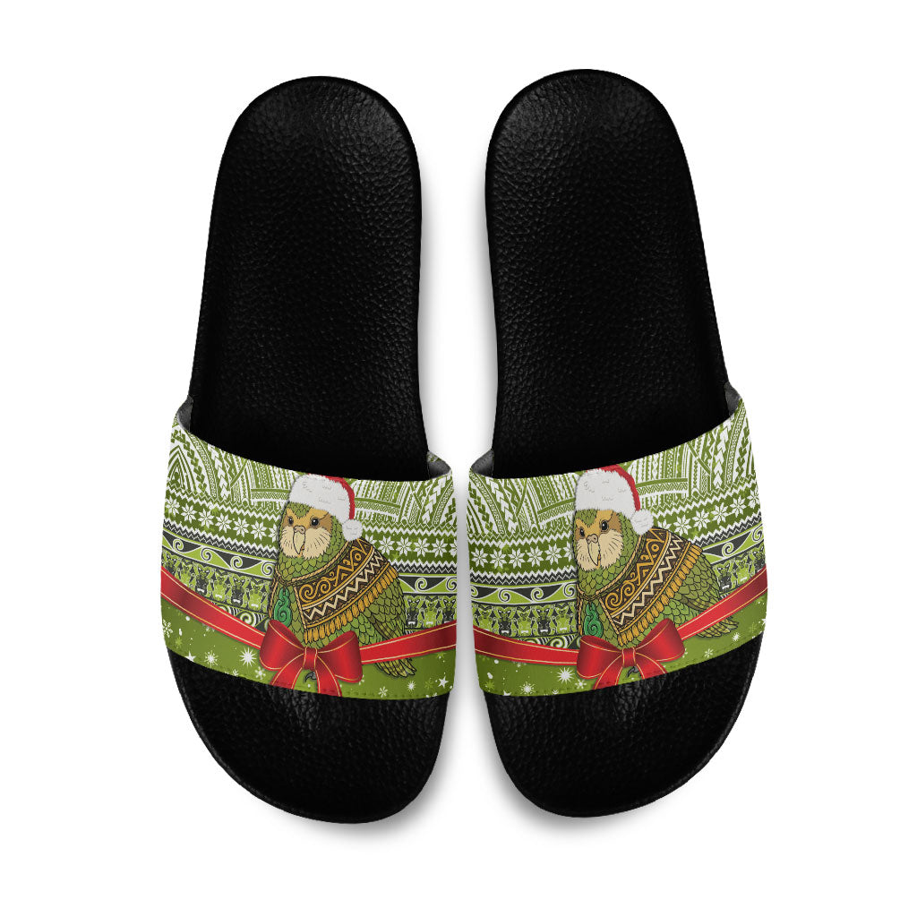 New Zealand Kakapo Christmas Slide Sandals Maori Inspired Knitted Patterns