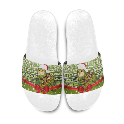 New Zealand Kakapo Christmas Slide Sandals Maori Inspired Knitted Patterns