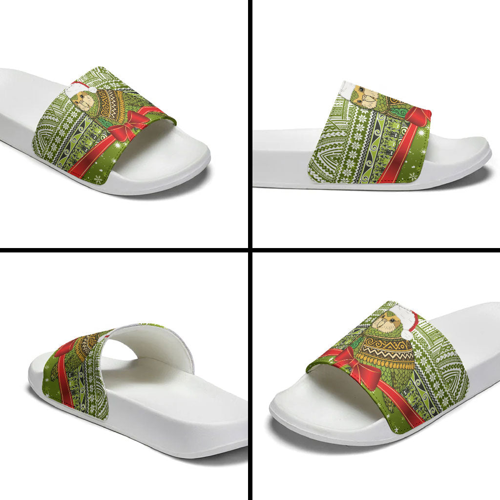 New Zealand Kakapo Christmas Slide Sandals Maori Inspired Knitted Patterns