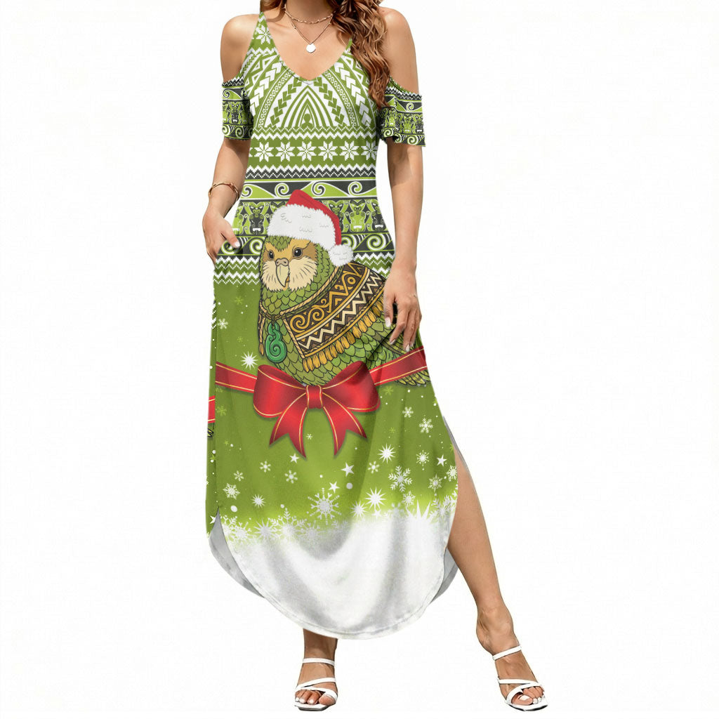 New Zealand Kakapo Christmas Summer Maxi Dress Maori Inspired Knitted Patterns