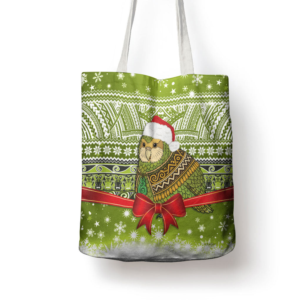 New Zealand Kakapo Christmas Tote Bag Maori Inspired Knitted Patterns