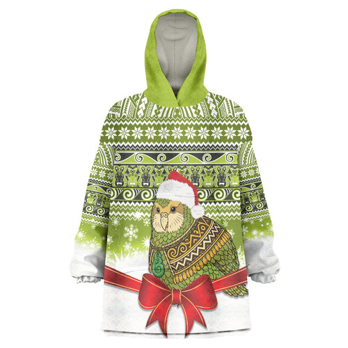 New Zealand Kakapo Christmas Wearable Blanket Hoodie Maori Inspired Knitted Patterns