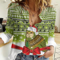 New Zealand Kakapo Christmas Women Casual Shirt Maori Inspired Knitted Patterns