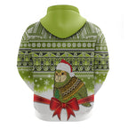 New Zealand Kakapo Christmas Zip Hoodie Maori Inspired Knitted Patterns