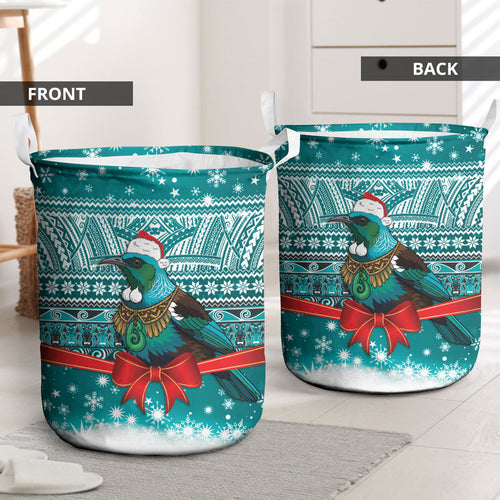 New Zealand Tui Bird Christmas Laundry Basket Maori Inspired Knitted Patterns