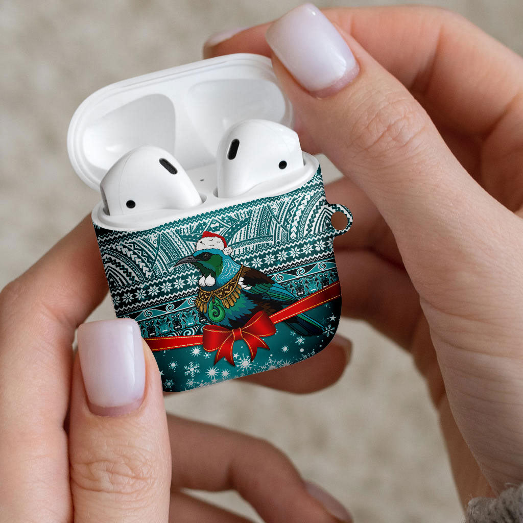 New Zealand Tui Bird Christmas AirPods Case Maori Inspired Knitted Patterns