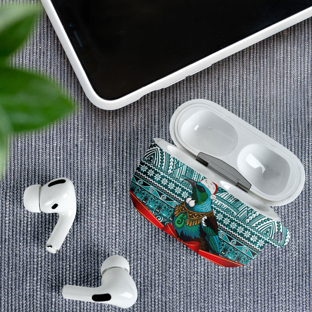 New Zealand Tui Bird Christmas AirPods Case Maori Inspired Knitted Patterns