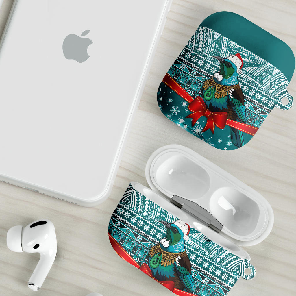 New Zealand Tui Bird Christmas AirPods Case Maori Inspired Knitted Patterns