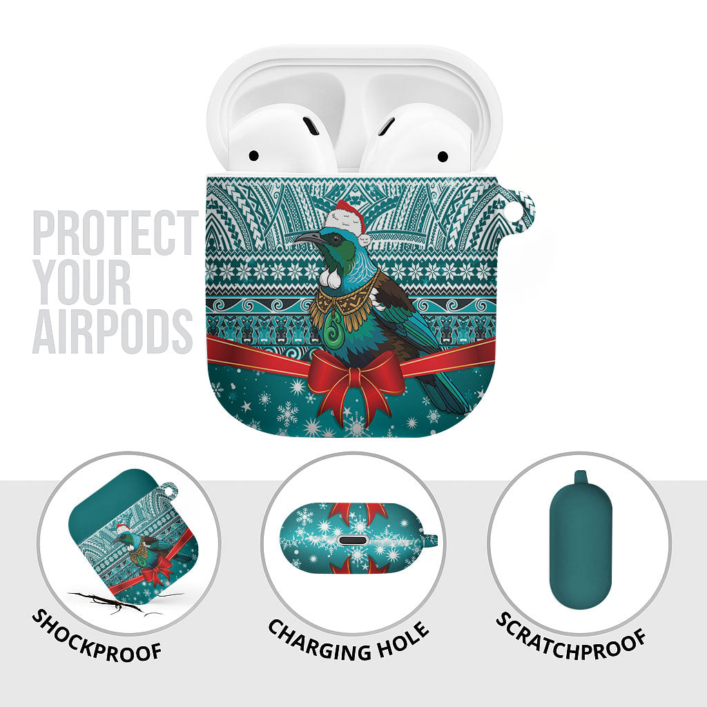 New Zealand Tui Bird Christmas AirPods Case Maori Inspired Knitted Patterns