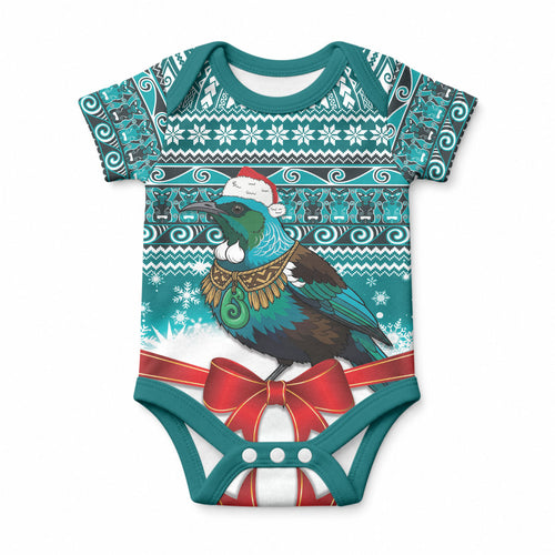 New Zealand Tui Bird Christmas Baby Onesie Maori Inspired Knitted Patterns