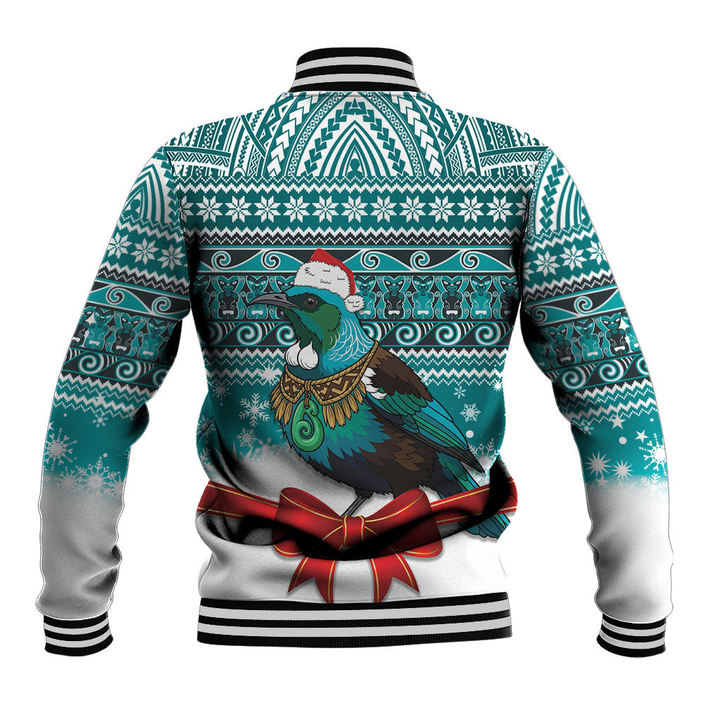 New Zealand Tui Bird Christmas Baseball Jacket Maori Inspired Knitted Patterns