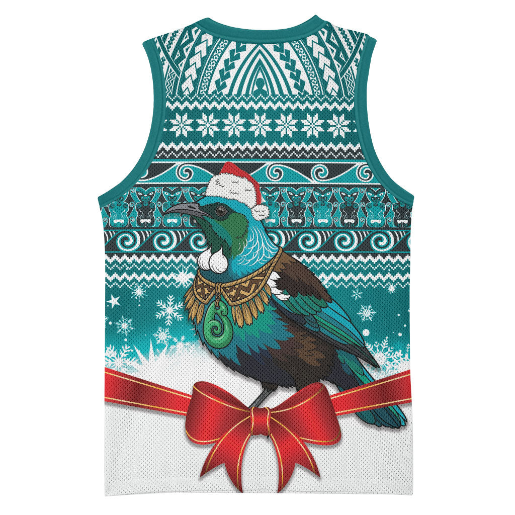 New Zealand Tui Bird Christmas Basketball Jersey Maori Inspired Knitted Patterns