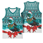 New Zealand Tui Bird Christmas Basketball Jersey Maori Inspired Knitted Patterns