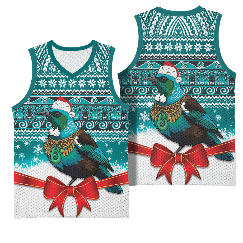 New Zealand Tui Bird Christmas Basketball Jersey Maori Inspired Knitted Patterns