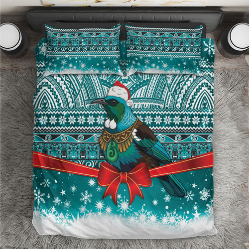 New Zealand Tui Bird Christmas Bedding Set Maori Inspired Knitted Patterns
