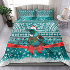New Zealand Tui Bird Christmas Bedding Set Maori Inspired Knitted Patterns