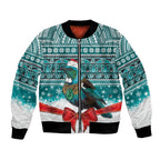 New Zealand Tui Bird Christmas Bomber Jacket Maori Inspired Knitted Patterns