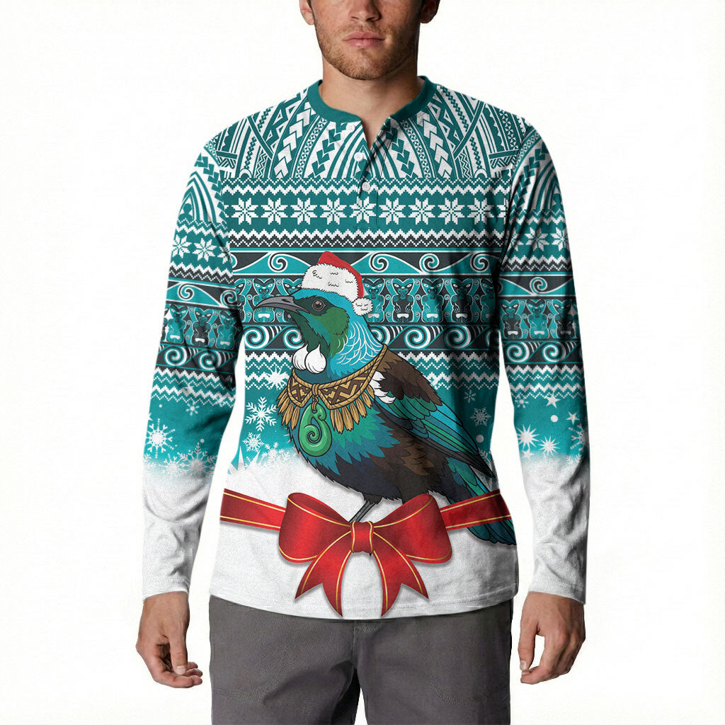 New Zealand Tui Bird Christmas Button Sweatshirt Maori Inspired Knitted Patterns