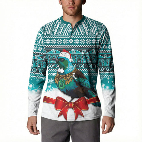 New Zealand Tui Bird Christmas Button Sweatshirt Maori Inspired Knitted Patterns