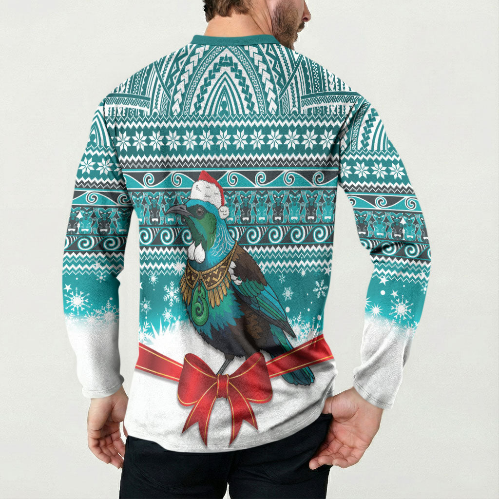 New Zealand Tui Bird Christmas Button Sweatshirt Maori Inspired Knitted Patterns