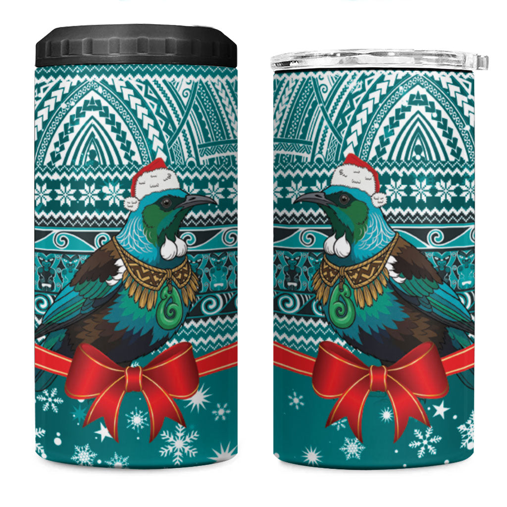 New Zealand Tui Bird Christmas 4 in 1 Can Cooler Tumbler Maori Inspired Knitted Patterns
