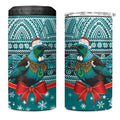 New Zealand Tui Bird Christmas 4 in 1 Can Cooler Tumbler Maori Inspired Knitted Patterns