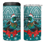 New Zealand Tui Bird Christmas 4 in 1 Can Cooler Tumbler Maori Inspired Knitted Patterns