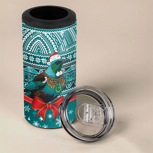 New Zealand Tui Bird Christmas 4 in 1 Can Cooler Tumbler Maori Inspired Knitted Patterns