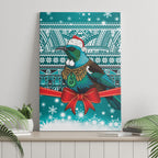 New Zealand Tui Bird Christmas Canvas Wall Art Maori Inspired Knitted Patterns