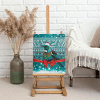New Zealand Tui Bird Christmas Canvas Wall Art Maori Inspired Knitted Patterns
