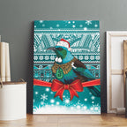New Zealand Tui Bird Christmas Canvas Wall Art Maori Inspired Knitted Patterns