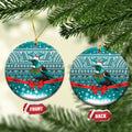 New Zealand Tui Bird Christmas Ceramic Ornament Maori Inspired Knitted Patterns