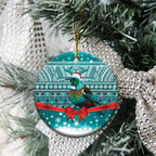 New Zealand Tui Bird Christmas Ceramic Ornament Maori Inspired Knitted Patterns