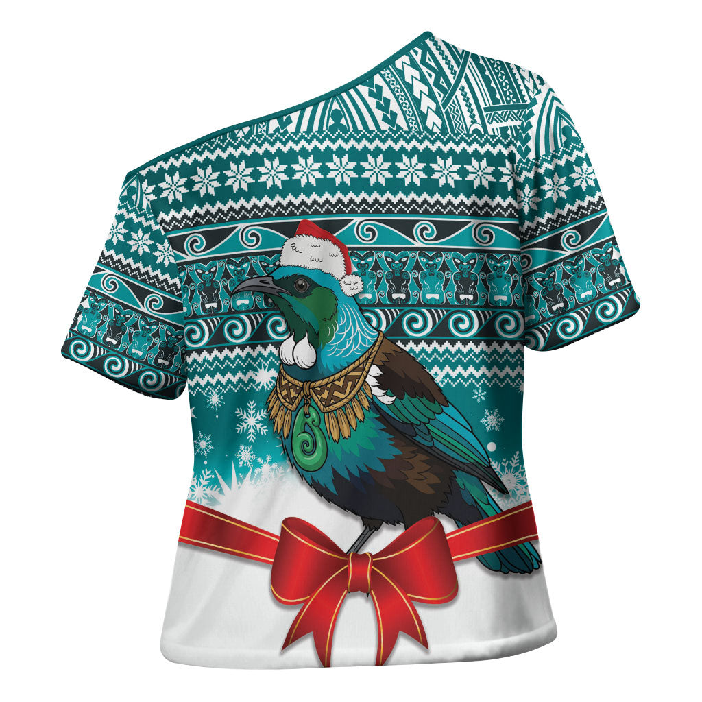 New Zealand Tui Bird Christmas Cross Shoulder Shirt Maori Inspired Knitted Patterns