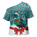 New Zealand Tui Bird Christmas Cross Shoulder Shirt Maori Inspired Knitted Patterns