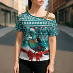 New Zealand Tui Bird Christmas Cross Shoulder Shirt Maori Inspired Knitted Patterns