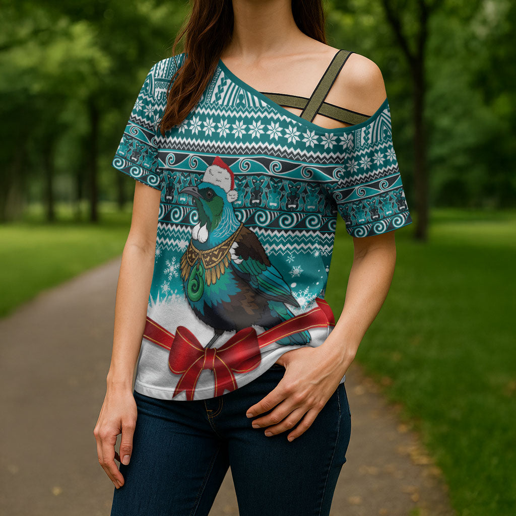 New Zealand Tui Bird Christmas Cross Shoulder Shirt Maori Inspired Knitted Patterns