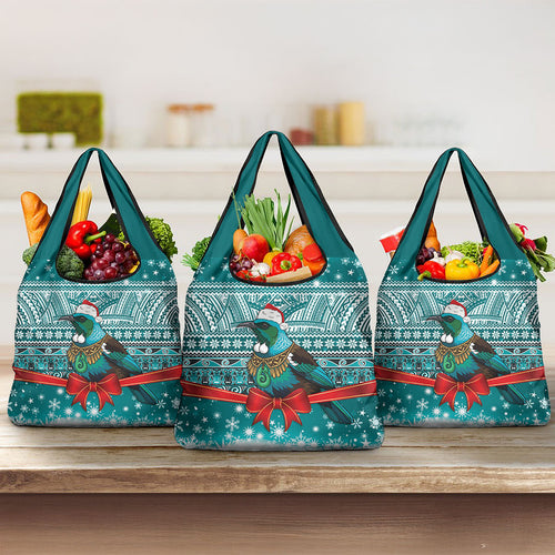 New Zealand Tui Bird Christmas Grocery Bag Maori Inspired Knitted Patterns