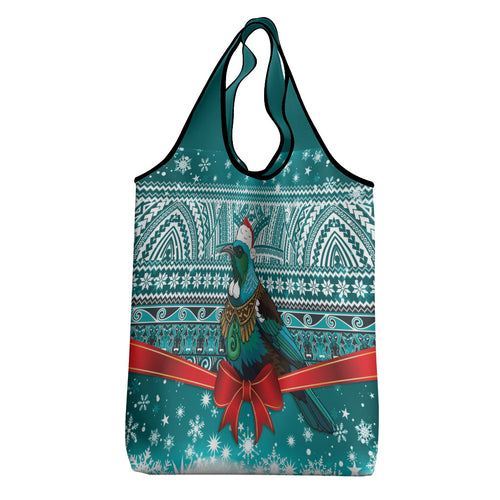 New Zealand Tui Bird Christmas Grocery Bag Maori Inspired Knitted Patterns