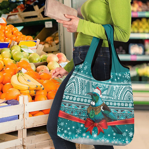 New Zealand Tui Bird Christmas Grocery Bag Maori Inspired Knitted Patterns