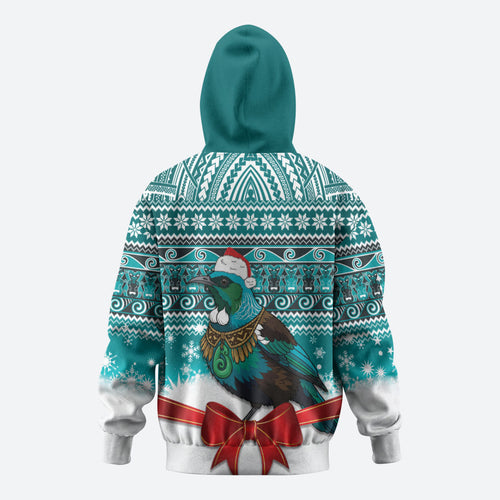 New Zealand Tui Bird Christmas Hoodie Maori Inspired Knitted Patterns