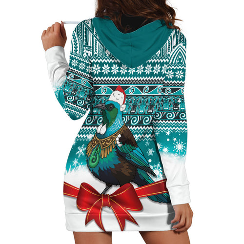New Zealand Tui Bird Christmas Hoodie Dress Maori Inspired Knitted Patterns