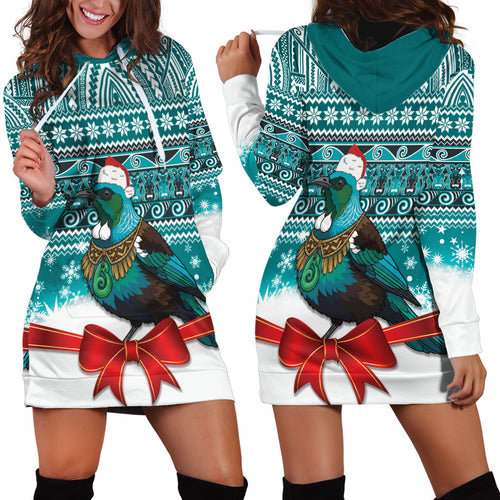 New Zealand Tui Bird Christmas Hoodie Dress Maori Inspired Knitted Patterns