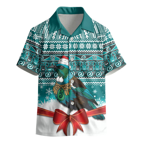 New Zealand Tui Bird Christmas Kid Hawaiian Shirt Maori Inspired Knitted Patterns