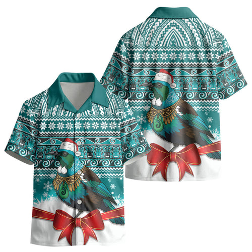 New Zealand Tui Bird Christmas Kid Hawaiian Shirt Maori Inspired Knitted Patterns