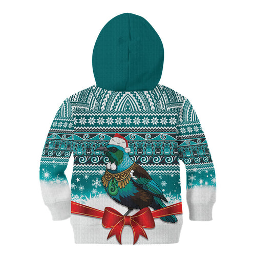 New Zealand Tui Bird Christmas Kid Hoodie Maori Inspired Knitted Patterns